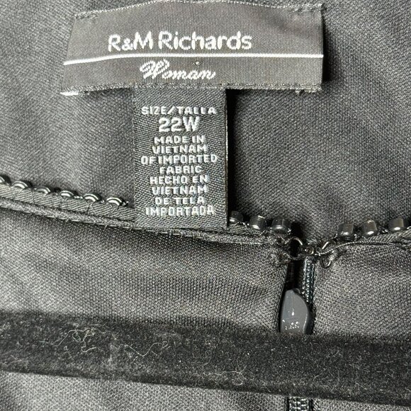 R&M Richards 22W Black Beaded 2-Piece Dress & Jacket • Plus Size Formal - Picture 4 of 12